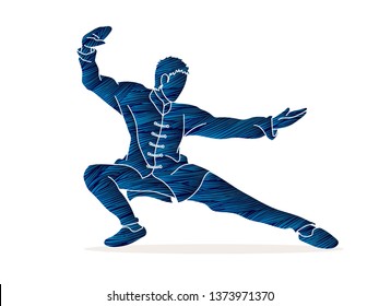 Kung fu action ready to fight cartoon graphic vector.