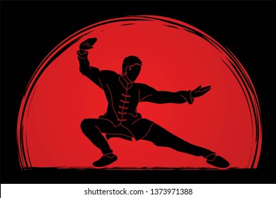 Kung fu action ready to fight cartoon graphic vector.