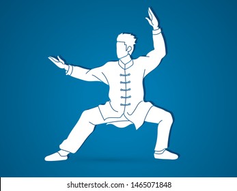 Kung fu action ready to fight cartoon graphic vector.