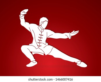 Kung fu action ready to fight cartoon graphic vector.