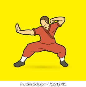 Kung fu action ready to fight graphic vector.