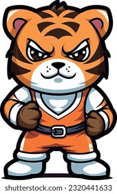 Kung Fu athlete tiger mascot vector illustration