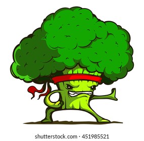 Kung Fu Broccoli isolated