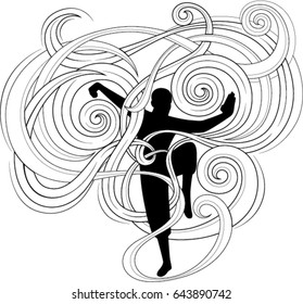 Kung fu of chinese martial arts vector illustration. Design of tattoo art, wall decoration, bag, pillow cover, book, poster and t-shirt.