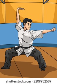 Kung Fu Colored Cartoon Illustration