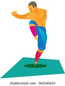 Kung fu fighter standing in front