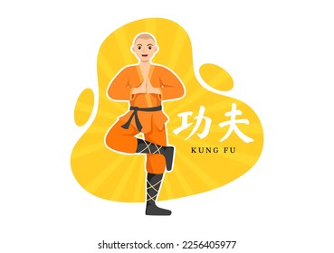 Kung Fu Illustration with People Showing Chinese Sport Martial Art in Flat Cartoon Hand Drawn for Web Banner or Landing Page Templates