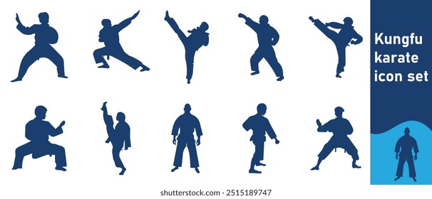  Kung Fu Karate Icon Set, Kung Fu tiene numerosos estilos, como Shaolin, Wing Chun, Tai Chi y Wushu. Cada uno enfatiza diferentes técnicas, formas y filosofías.