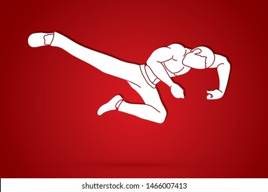 Kung fu, Karate kick cartoon graphic vector