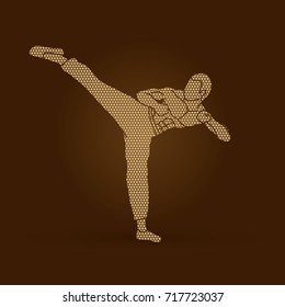Kung fu, Karate kick designed using geometric pattern graphic vector
