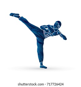 Kung fu, Karate kick designed using grunge brush graphic vector