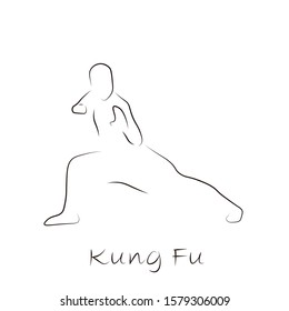 Kung Fu, line art vector ilustration