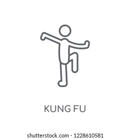 kung fu linear icon. Modern outline kung fu logo concept on white background from Sport collection. Suitable for use on web apps, mobile apps and print media.