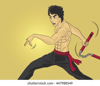 kung fu man prepare for a fighting
