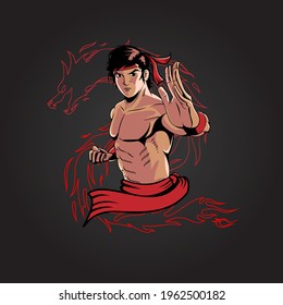 Kung Fu Man version 3 vector illustration editable layers for poster, tshirt print, design element or any other purpose.