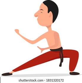 Kung fu master, illustration, vector on white background