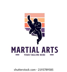 kung fu master or martial arts logo design template