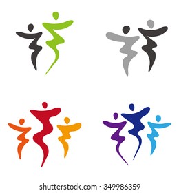 Kung fu pose, dance pose. Abstract people icon and logo. You can use in the sport, club, party,  groups and other social welfare agencies. 