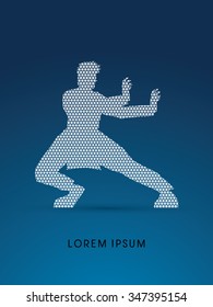 Kung fu pose, designed using line triangle pattern graphic vector.