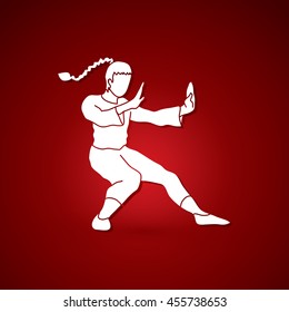 Kung fu pose graphic vector.