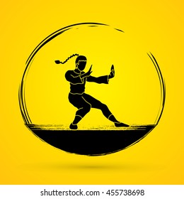 Kung fu pose graphic vector.