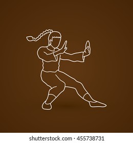 Kung fu pose graphic vector.