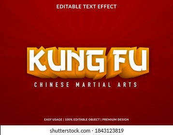 kung fu text effect template with 3d bold style use for business logo and brand