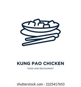 kung pao chicken icon from food and restaurant collection. Thin linear kung pao chicken, chicken, lunch outline icon isolated on white background. Line vector kung pao chicken sign, symbol for web and