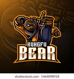 Kungfu Bear Mascot Logo With A Sword