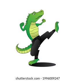 kungfu crocodile or alligator cartoon mascot