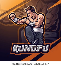 Kungfu esport mascot logo design