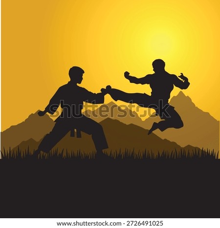 kungfu karate fight illustration vector file martial arts silhouette eps vector 
