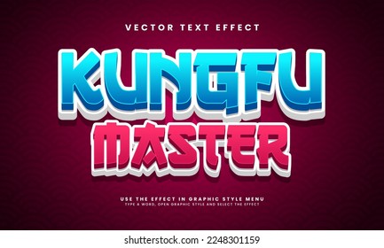 Kungfu master cartoon 3D editable text style effect. Kungfu master text effect with comis style concept