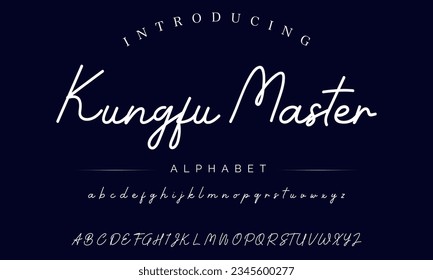 Kungfu Meister Hand gezeichnet Vektoralphabet. Schriftart für Skripte. Einzelne Buchstaben mit Marker, Tinte. Kalligrafie, Schrift.