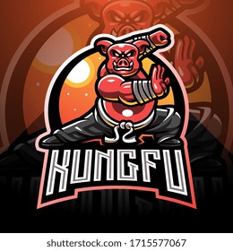 Kungfu pig esport mascot logo design