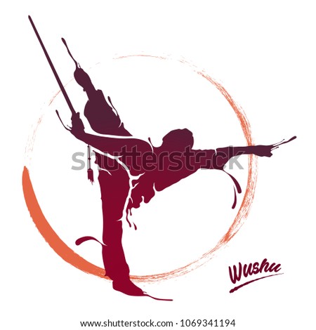 kungfu wushu silhouette splash