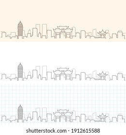 Kunming Hand Drawn Profile Skyline