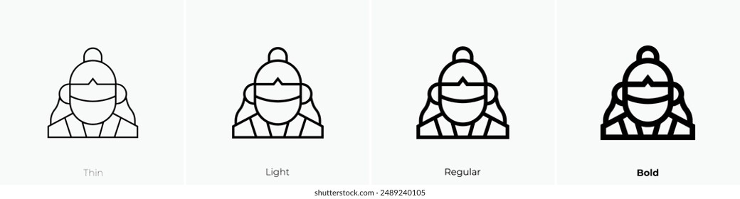 kunoichi icon. Thin, Light Regular And Bold style design isolated on white background