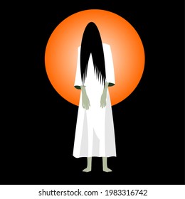 Kuntilanak vector illustration. Kuntilanak is a type of female ghost that is very scary in Indonesia.