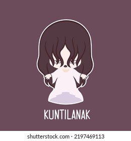 Kuntilanak is woman ghost folklore from asian character halloween ghost character