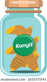 Kunyit Colorful Bottled Ginger with Label ? A Unique Kitchen Ingredient Displaying Natural Beauty