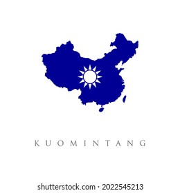 Kuomintang Flag Map Isolated On White Background