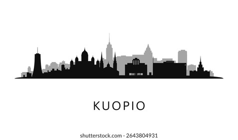 Kuopio Finland Skyline Black Silhouette.