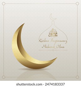 kurban bayrami, islamic festival of sacrifice, eid al-adha mubarak. bless your sacrifice feast greeting card vector illustration (turkish: kurban bayraminiz mubarek olsun)