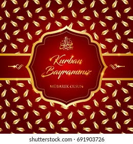 kurban bayrami, islamic festival of sacrifice, eid-al-adha mubarak greeting card vector illustration