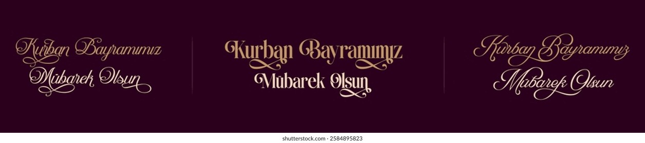 Kurban Bayramimiz Mübarek Olsun. Translated: Happy Eid al-Adha. The holy month of the Muslim community. Typography Vector Design