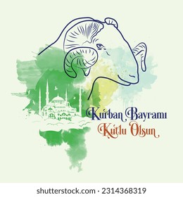 Kurban Bayramı Kutlu Olsun. English Translated: Happy Eid-al-Adha. Vector illustration.