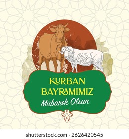 Kurban Bayramı Kutlu Olsun. English Translated: Happy Eid-al-Adha. Vector illustration.