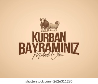 kurban bayramı kutlu olsun. koyun dana inek koç. Kurbanlık hayvanlar. kurban bayramınız mübarek olsun. sheep lamb cow calf vector. translation: happy eid al-adha
