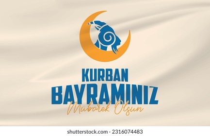 Kurban Bayramınız Kutlu Olsun. Translation: (Eid al-Adha Mubarak) Feast of the Sacrifice Greeting. Holy days of muslim community.